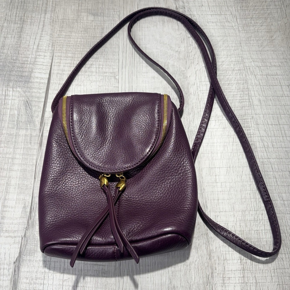 HOBO Fern Pebbled Leather Crossbody Bag Purse Purple Eggplant